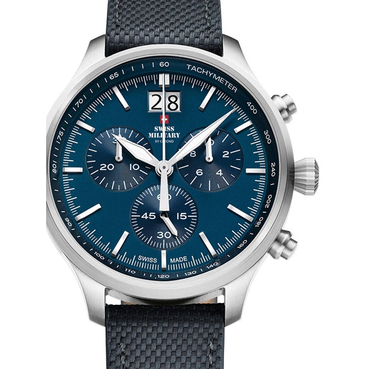 Ceas barbatesc Swiss Military SM34064.03 Cronograf 48mm, 10ATM, Argintiu