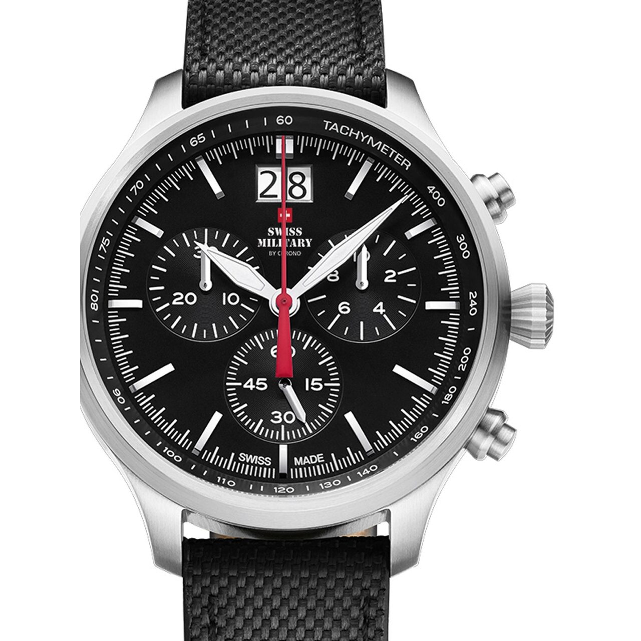 Ceas barbatesc Swiss Military SM34064.01 Cronograf 48mm, 10ATM, Argintiu