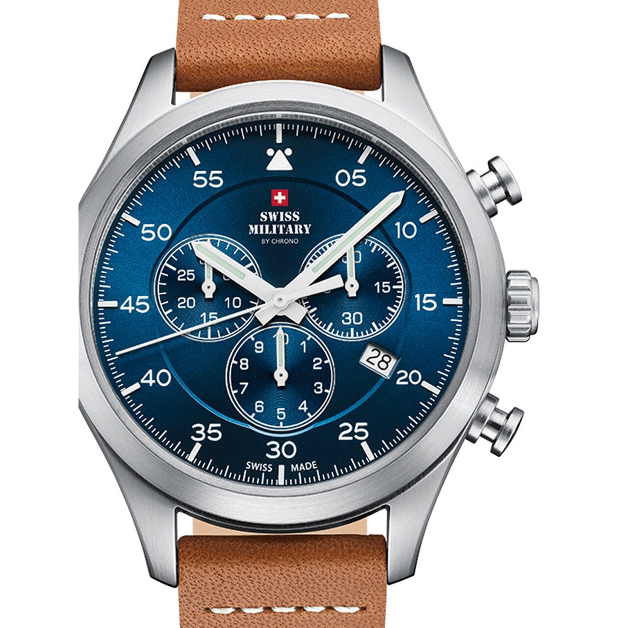 Ceas barbatesc Swiss Military SM34076.06 Cronograf 43mm, 10ATM, Argintiu