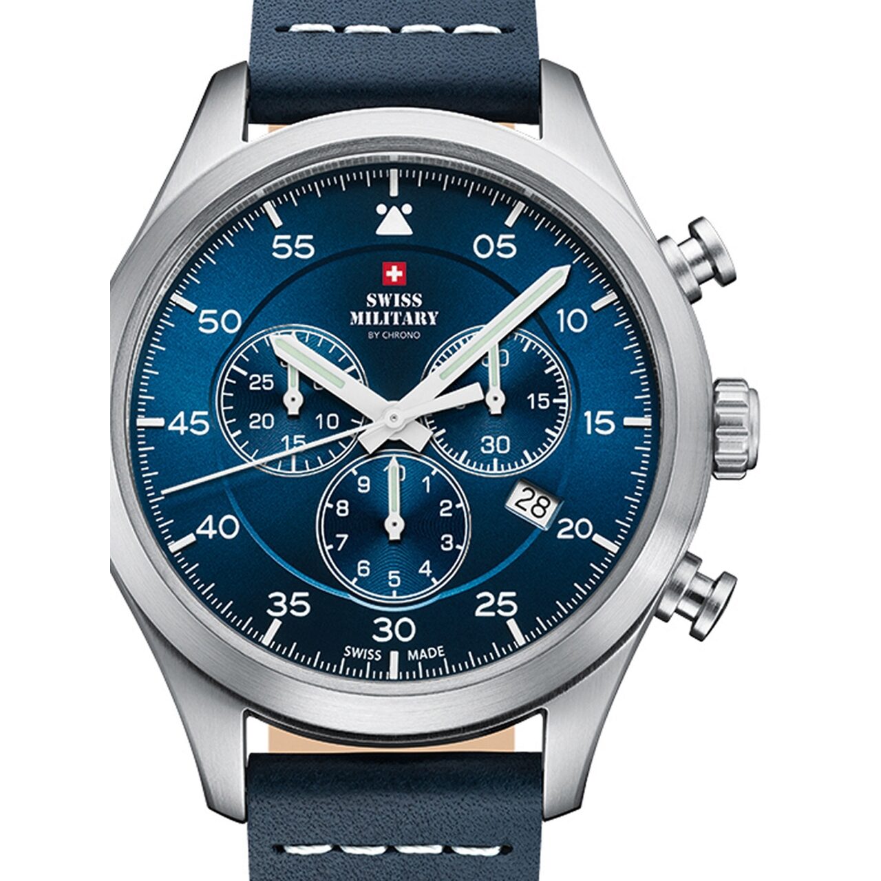 Ceas barbatesc Swiss Military SM34076.05 Cronograf 43mm, 10ATM, Argintiu