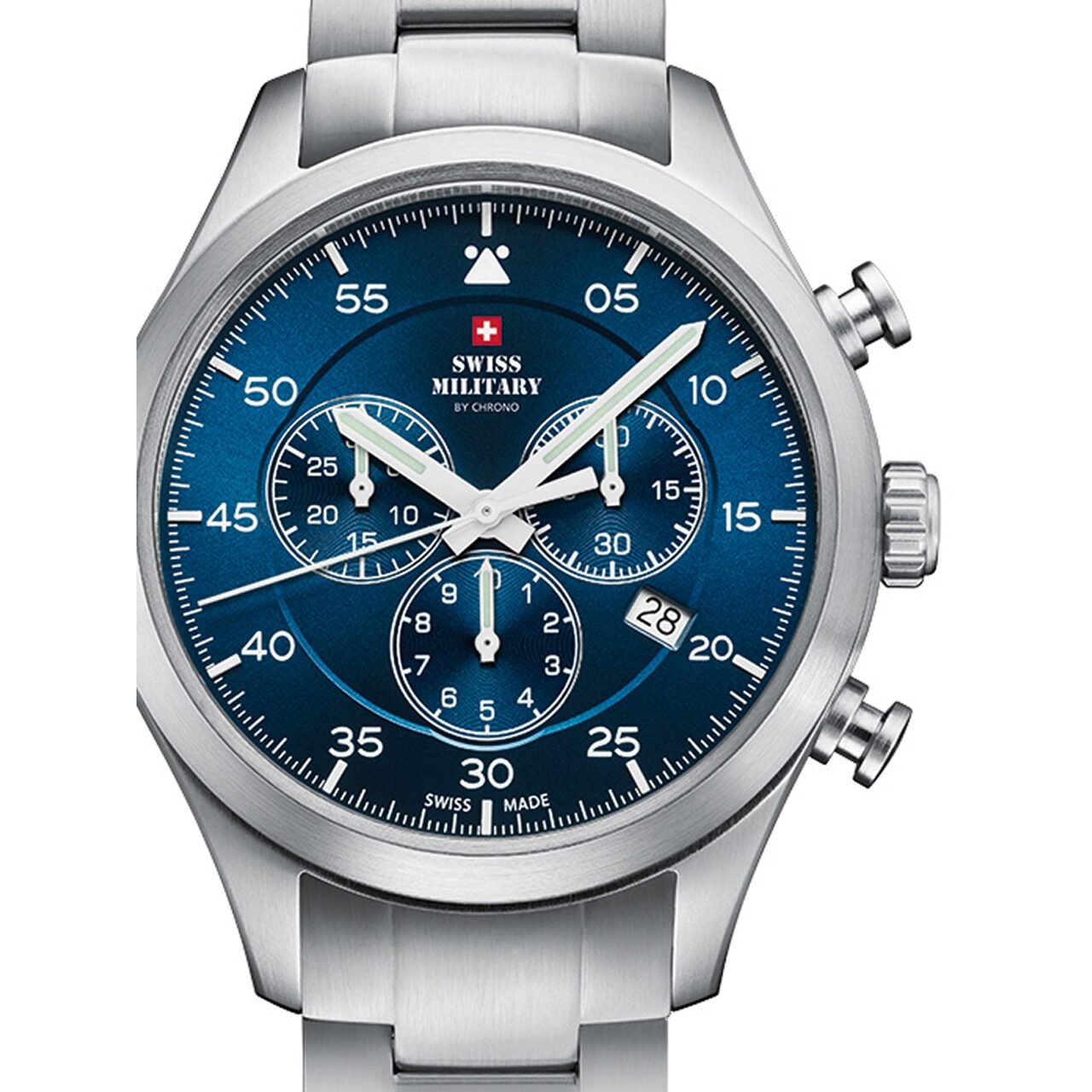 Ceas barbatesc Swiss Military SM34076.02 Cronograf 43mm, 10ATM, Argintiu