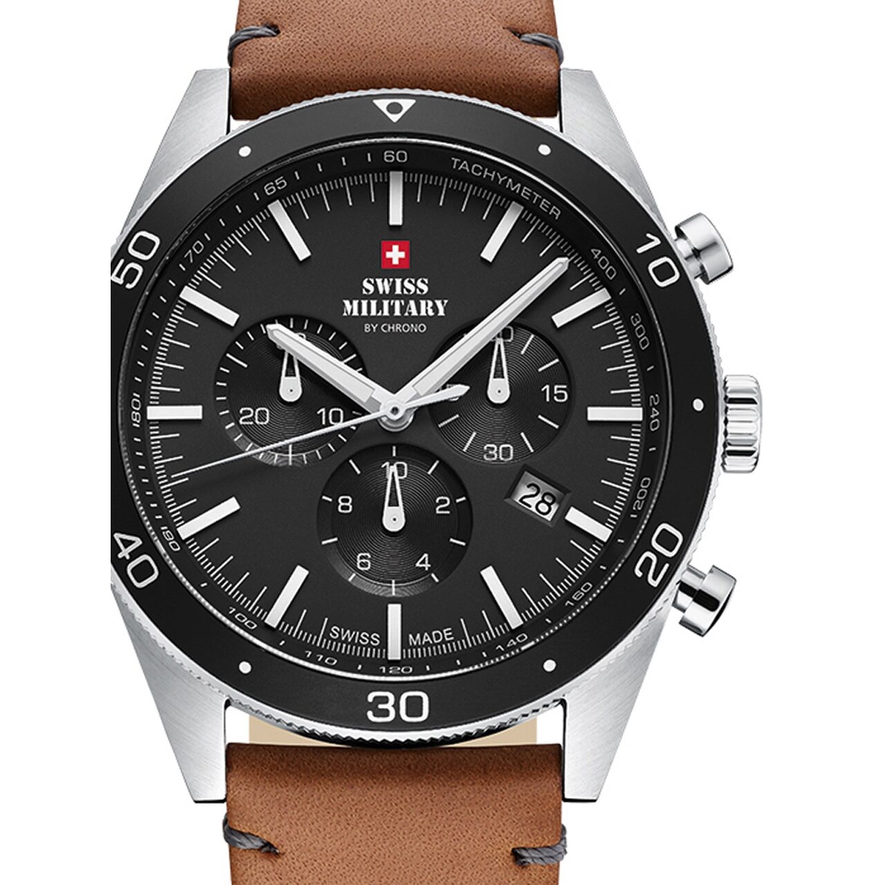Ceas barbatesc Swiss Military SM34079.04 Cronograf 43mm, 10ATM, Argintiu