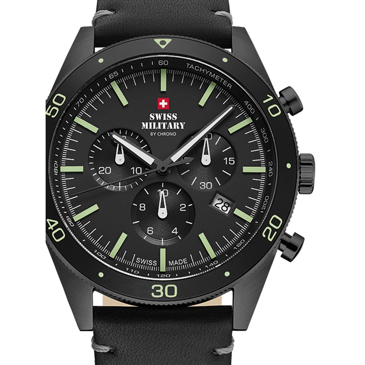 Ceas barbatresc Swiss Military SM34079.08 Cronograf 43mm, 10ATM, Negru