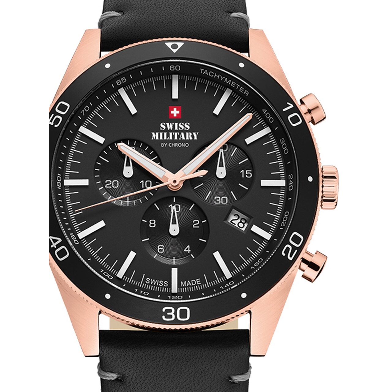 Ceas barbatesc Swiss Military SM34079.07 Cronograf 43mm, 10ATM, Auriu