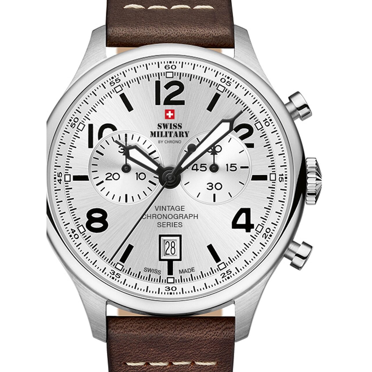 Ceas barbatesc Swiss Military SM30192.05 Cronograf, 42mm, 10ATM, Argintiu
