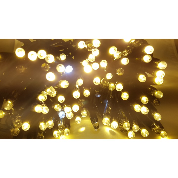 Karácsonyi installáció, 6 m, Lineáris vakuval, meleg fehér, 60 LED, SDX, 9112WW, fekete vezeték / fényfüzér