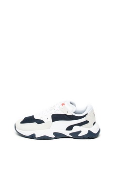 Puma, Pantofi sport cu insertii de plasa Storm Adrenaline, Alb/Bleumarin inchis, 7 Puma, Pantofi sport cu insertii de plasa Storm Adrenaline, Alb/Bleumarin inchis, 7