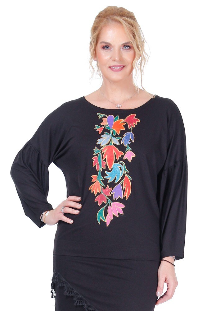 Bluza jerse negru pictat Liza Panait R-2021E