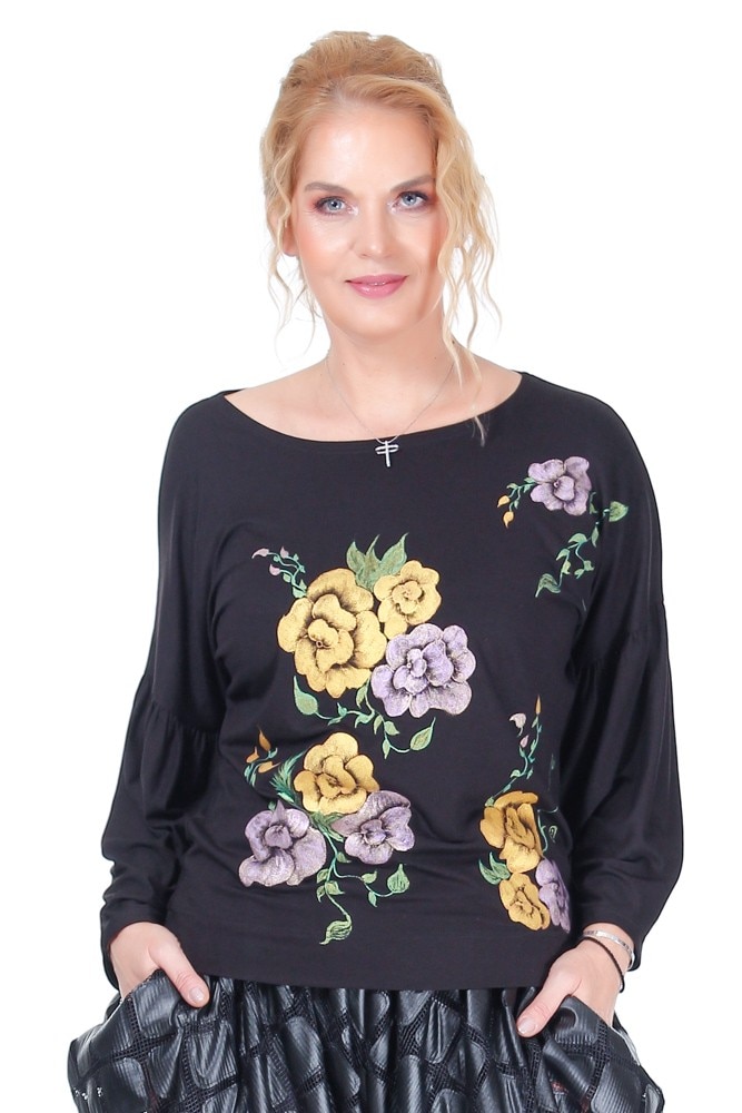 Bluza jerse negru pictat Liza Panait R-2024E