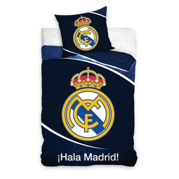 Lenjerie pat Real Madrid, 160x200, 2 piese, bleumarin Lenjerie pat Real Madrid, 160x200, 2 piese, bleumarin