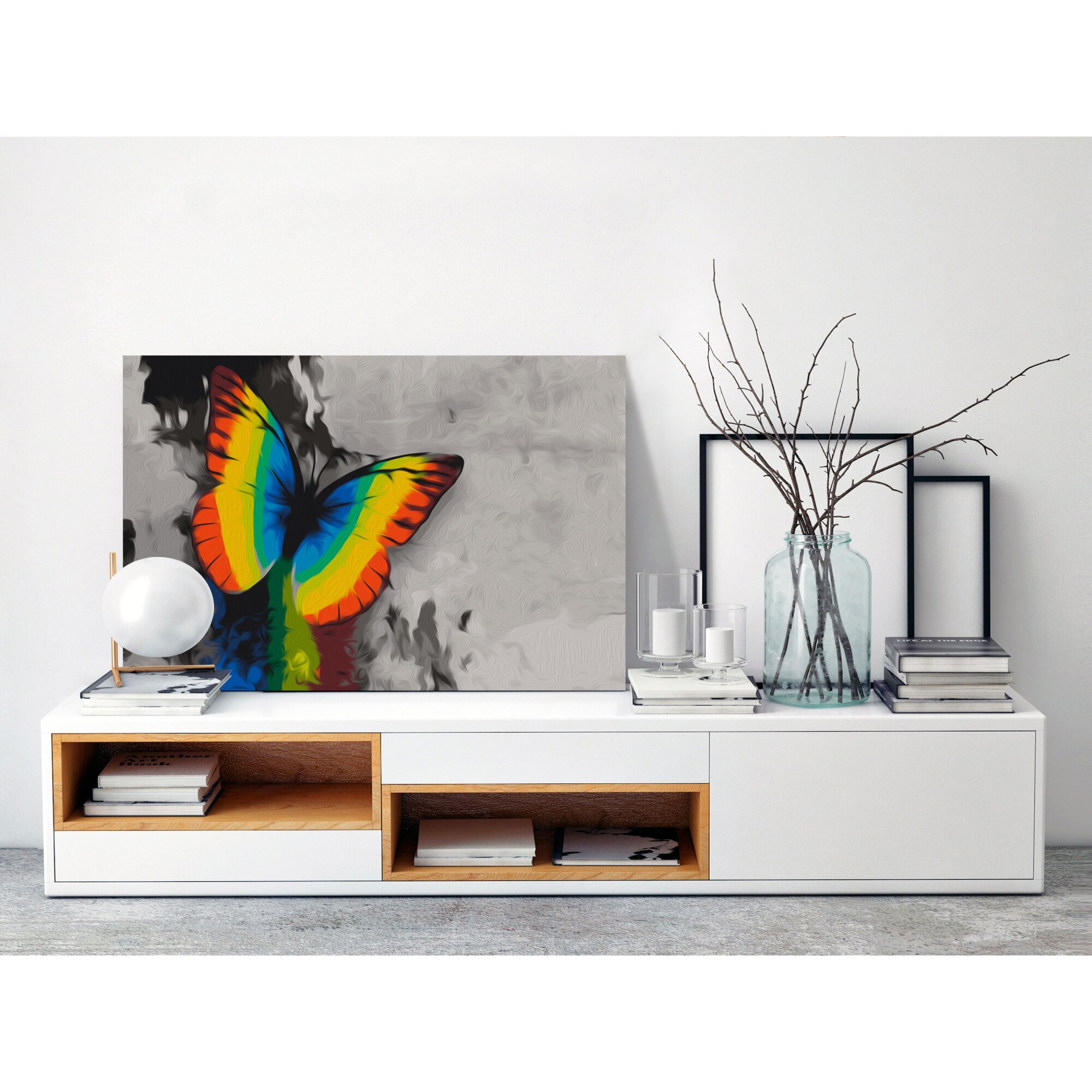 Pictura pe numere - Fluture colorate - 60 x 40 cm - eMAG.ro