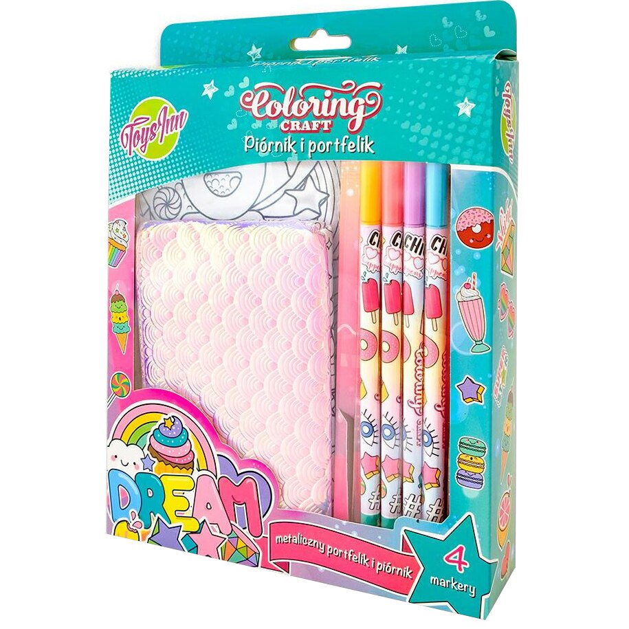 Set creativ Toys Inn Dream penar stralucitor si portofel pentru culori