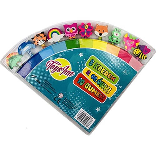 Set 10 creioane colorate Toys Inn cu radiera