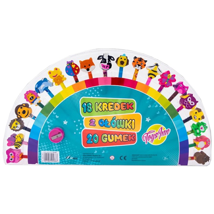 Set 20 creioane colorate Toys Inn parfumate Funny and Smelly cu radiera