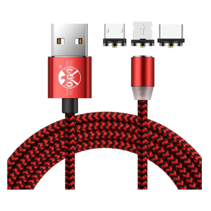 Cablu incarcare usb magnetic cu led 3 IN 1