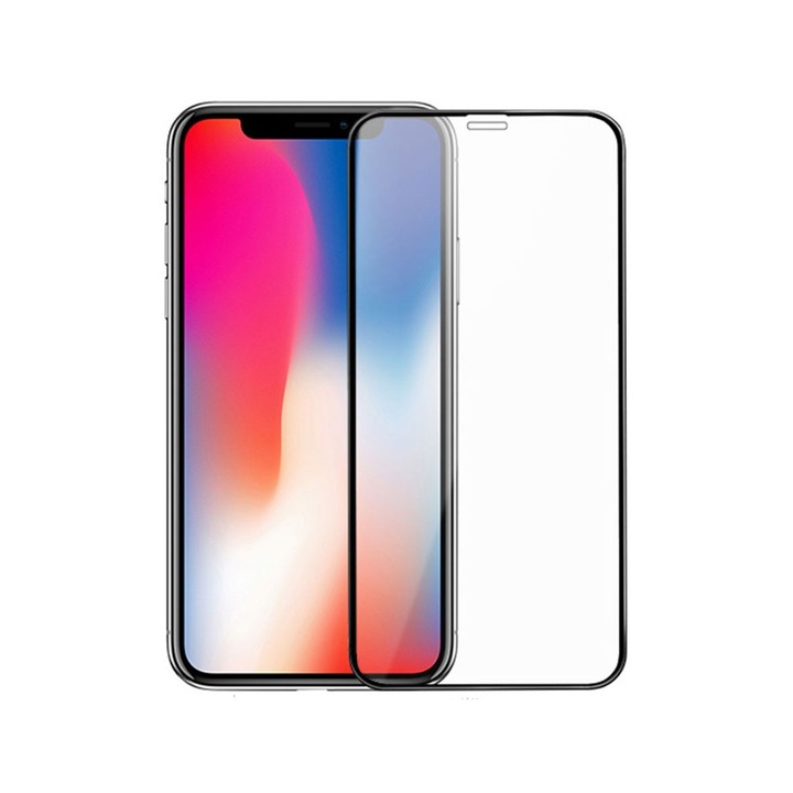 Стъклен протектор DeTech, за iPhone 11, 3D Full glue, 0.3mm, Черен - 52550