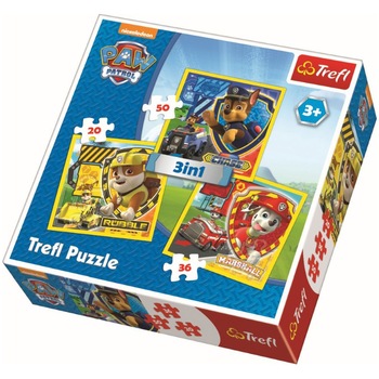 Puzzle Trefl 3 in 1, Paw Patrol, Eroii catelusi, 106 piese Puzzle Trefl 3 in 1, Paw Patrol, Eroii catelusi, 106 piese