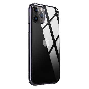Husa pentru iPhone 12 / 12 PRO, Silicon ultraslim, cu spate transparent si cadru, Negru Husa pentru iPhone 12 / 12 PRO, Silicon ultraslim, cu spate transparent si cadru, Negru