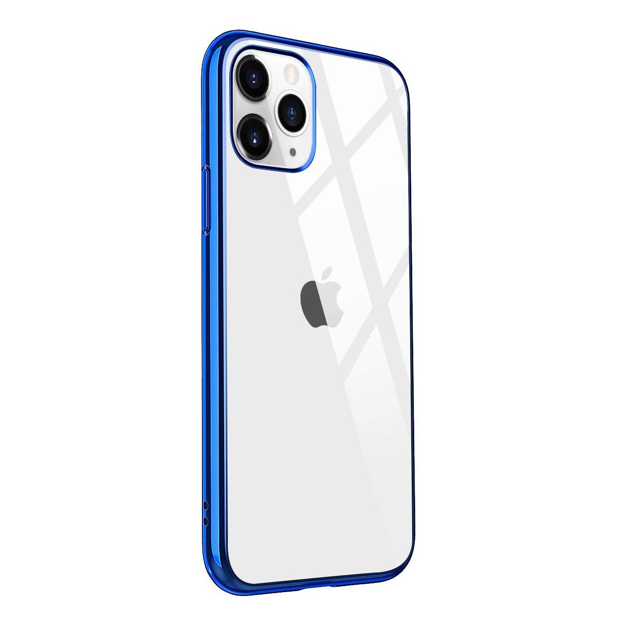 Husa iPhone 11 PRO MAX, Silicon ultraslim, cu spate transparent si cadru, Blue