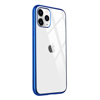 Husa iPhone 11 PRO, Silicon ultraslim, cu spate transparent si cadru, Blue