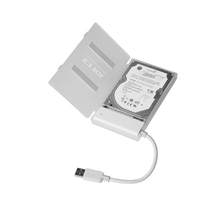 ICYBOX IB-AC603a-U3 Cablu adaptor SATA la 1xUSB 3.0, alb + carcasa HDD alba