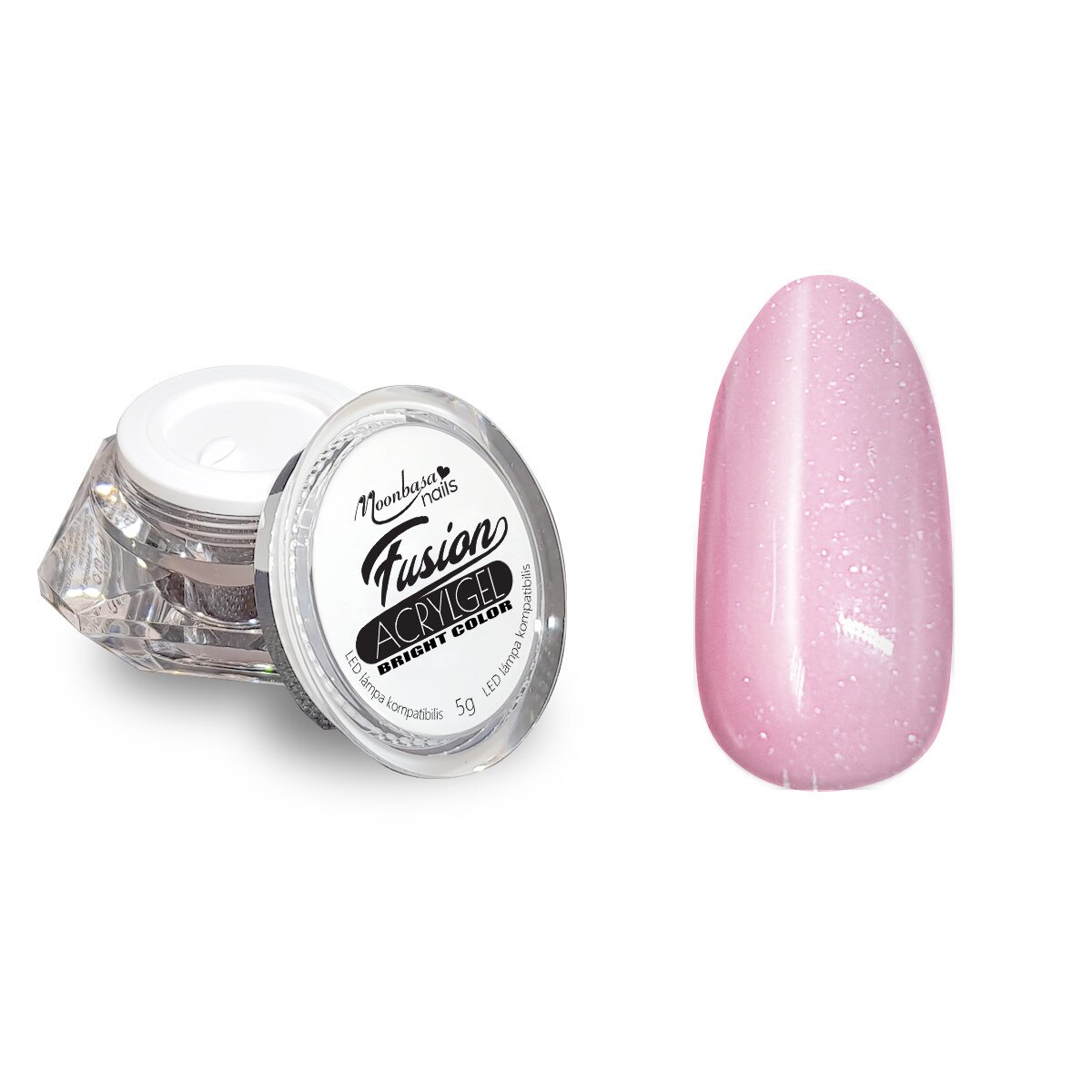 Gel acrilic Fusion AcrylGel Bright Color MoonbasaNails, Glitter Pink #051, 5g