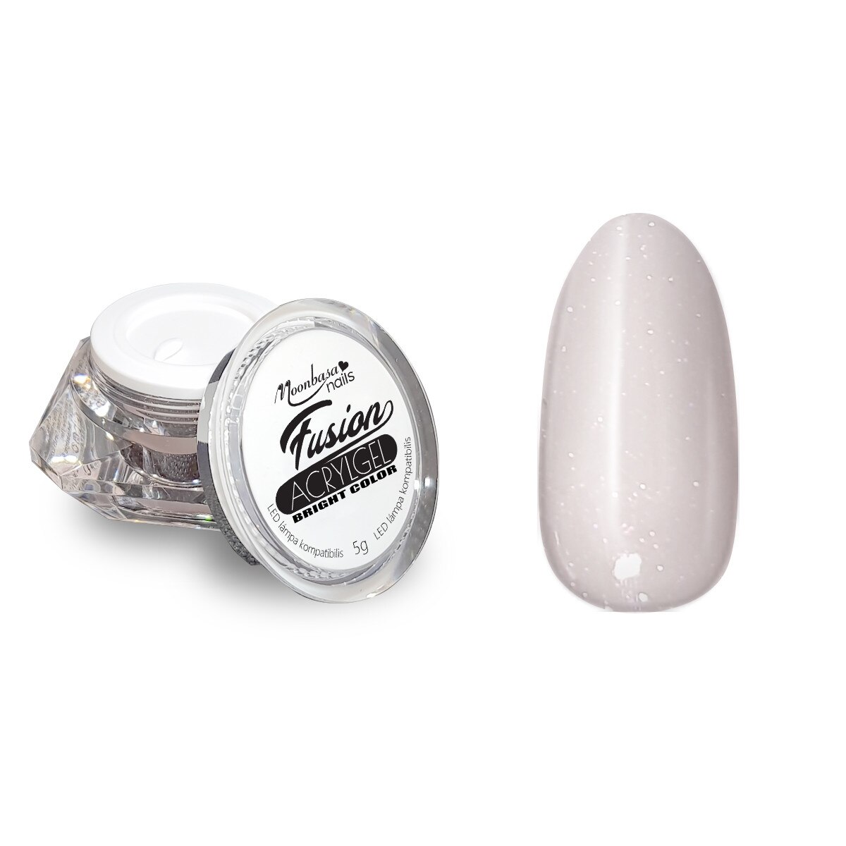 Gel acrilic Fusion AcrylGel Bright Color MoonbasaNails, Glitter White #053, 5g