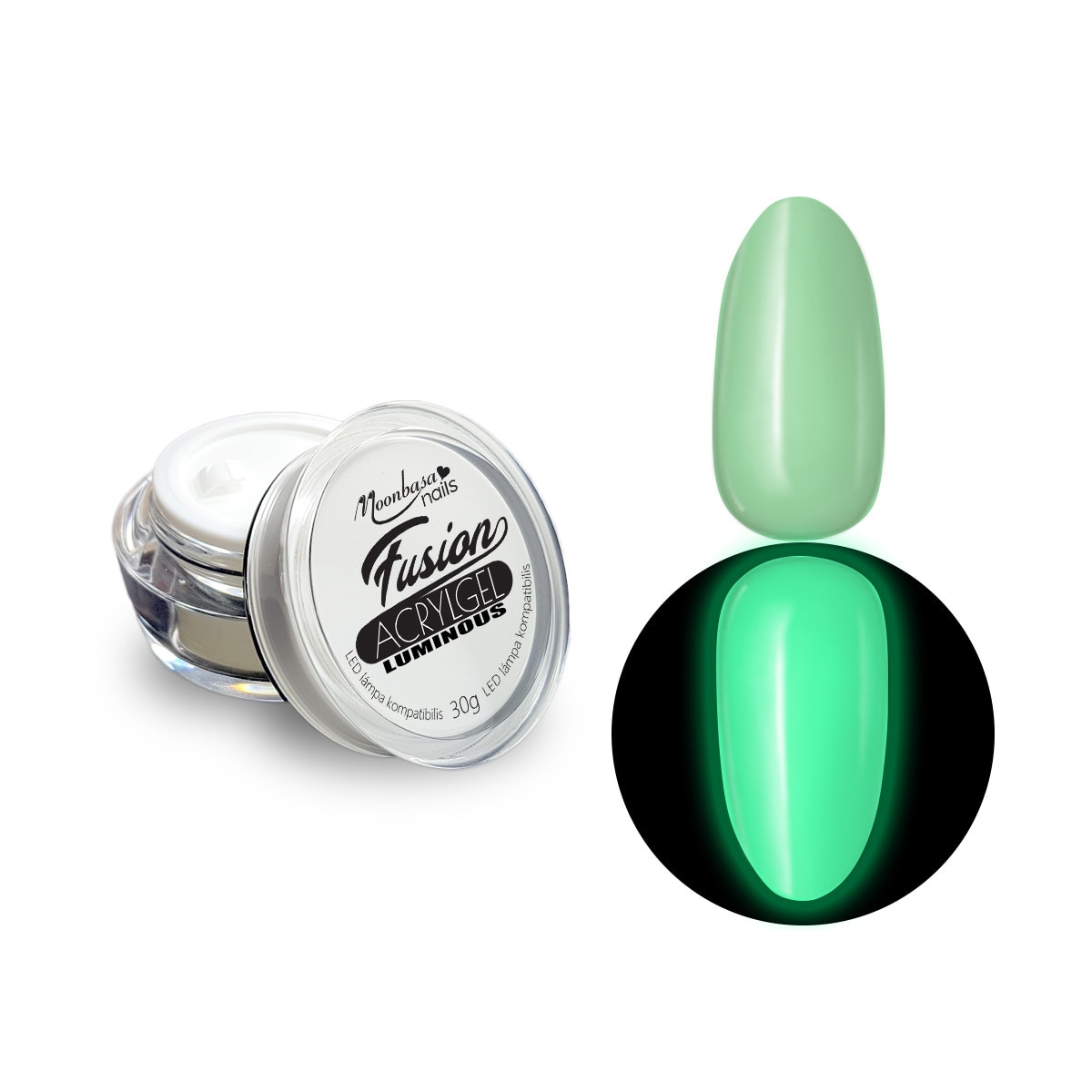 Gel acrilic Fusion AcrylGel Luminous MoonbasaNails, Green #025, 30g