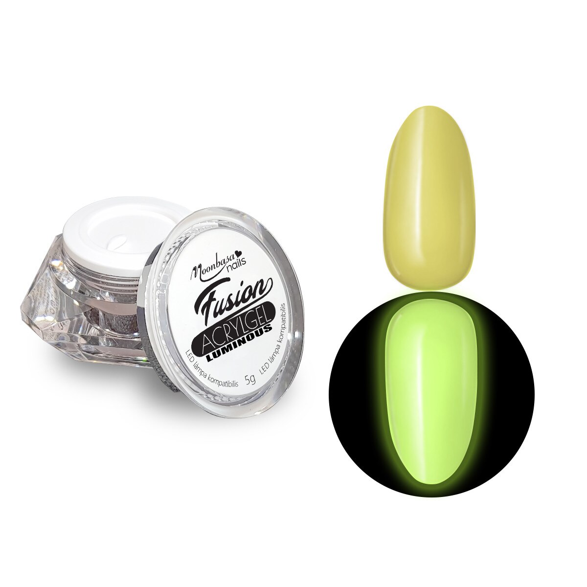 Gel acrilic Fusion AcrylGel Luminous MoonbasaNails, Yellow #026, 5g