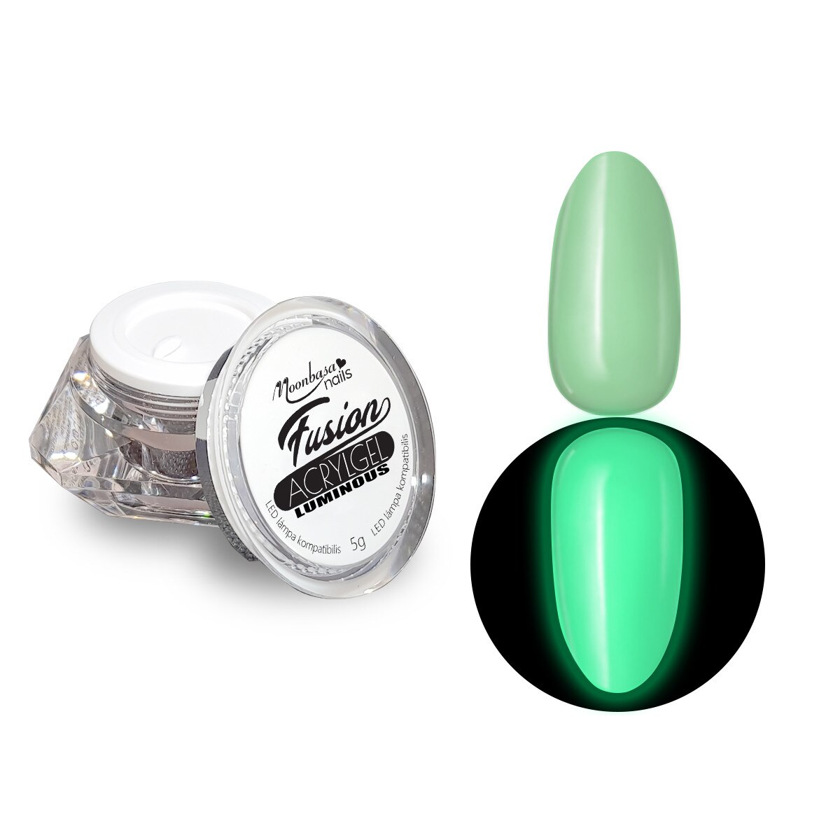 Gel acrilic Fusion AcrylGel Luminous MoonbasaNails, Green #025, 5g