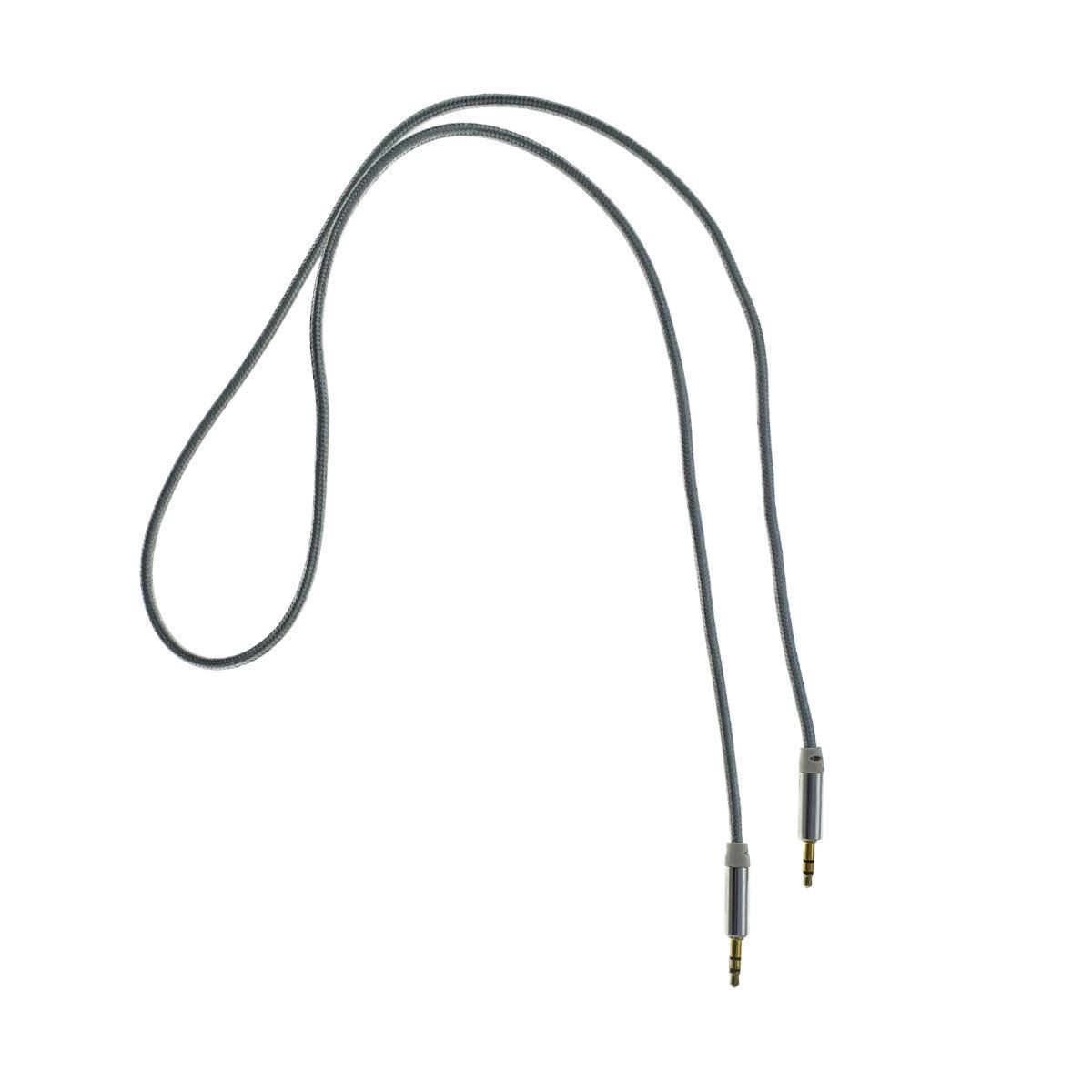 Cablu audio jack 3.5mm tata la jack 3.5mm tata, stereo, 100cm, invelis textil, argintiu