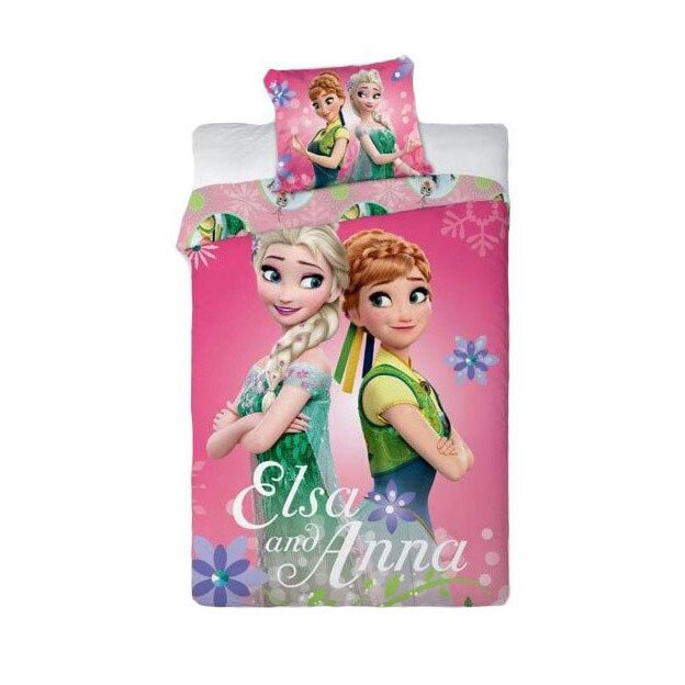 Lenjerie de pat, Elsa si Anna, roz, 140x200cm