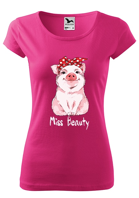 Tricou cu maneca scurta , K-off , roz purpuriu ,Miss Beauty