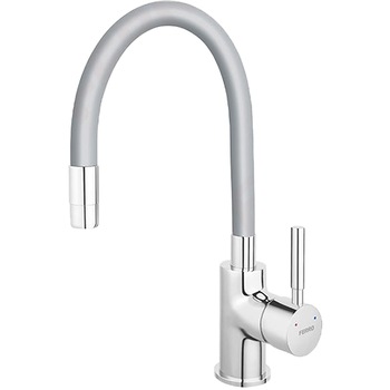 Baterie chiuveta bucatarie, Ferro, Zumba, pipa inalta pivotanta, Argintiu