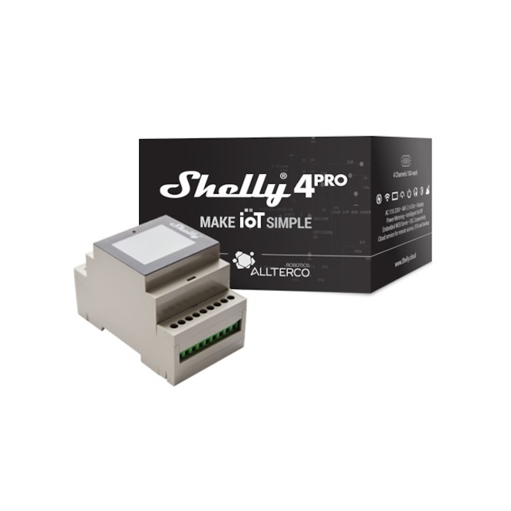 Превключвател Shelly 4 Pro, Следене на консумацията, 4 канала, 10А