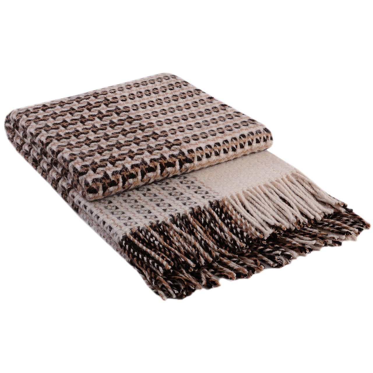 Patura lana merinos Valentini Bianco, Cappuccino, 140 x 200 cm, maro-bej