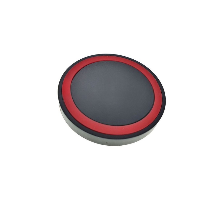 Incarcator Qi Wireless, 70x10mm, 5V 1 A, negru cu rosu Negru 1000 mAh