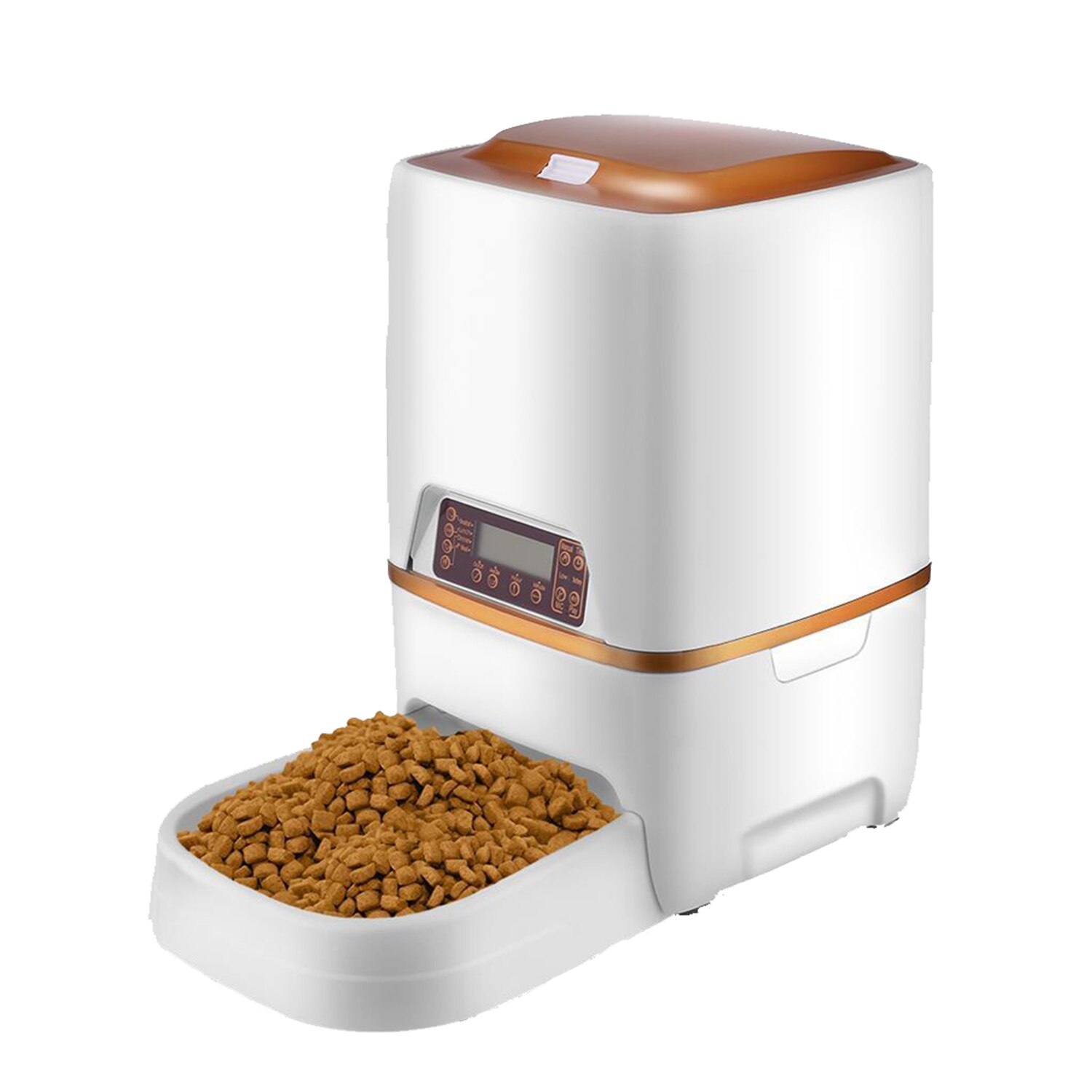 Dispenser hrana automat pentru caini si pisici, Homdox T6, Timp si Suma Programabile, Aparat de inregistrat, Inductie in infrarosu, Sursa de alimentare dubla, Alb