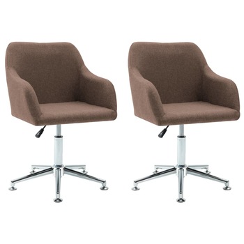 Set de 2 scaune pentru living, pivotante, vidaXL, Maro inchis, 55 x 53 x (78-92) cm