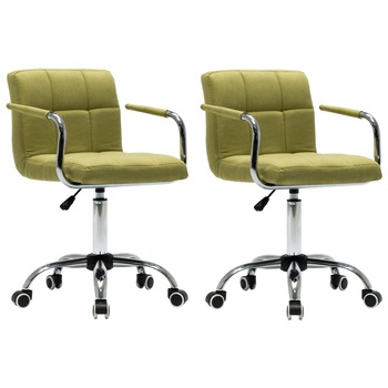 Set de 2 scaune de birou/living, pivotante, vidaXL, Verde, 52 x 48 x (78 - 93) cm