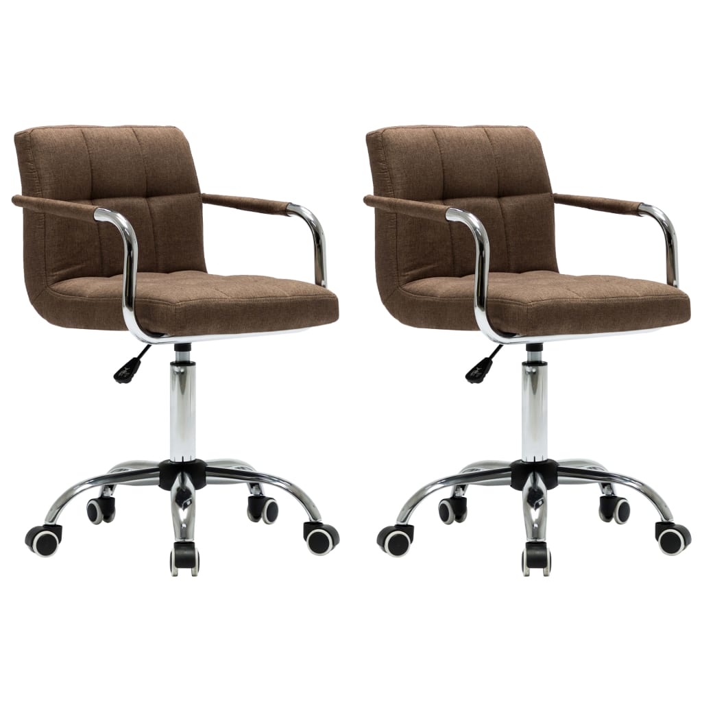 Set de 2 scaune de birou/living, pivotante, vidaXL, Maro, 52 x 48 x (78 - 93) cm