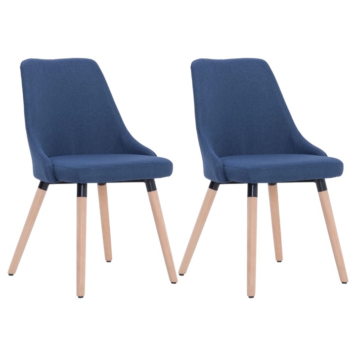 Set scaune de bucatarie vidaXL, 2 buc., albastru, textil, 43 x 43 x 83 cm, 10.75 kg