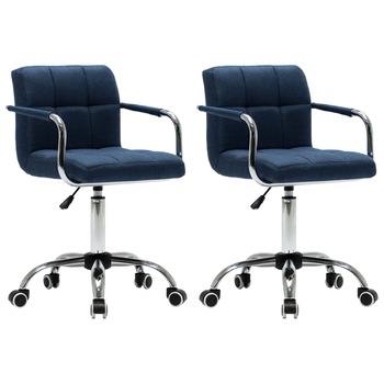Set de 2 scaune de birou/living, pivotante, vidaXL, Albastru, 52 x 48 x (78 - 93) cm Set de 2 scaune de birou/living, pivotante, vidaXL, Albastru, 52 x 48 x (78 - 93) cm
