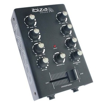 Mini Mixer 2 canale Ibiza,crossfader,egalizator Mini Mixer 2 canale Ibiza,crossfader,egalizator