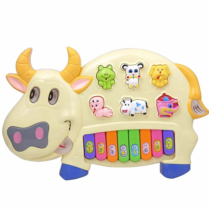 BRAVOSHOP RT2152A zenés játék zongora, gyerekeknek, dalokkal és állat hangokkal