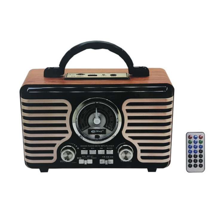 Radio portabil cu acumulator Soundvox PX-30BT, cu Bluetooth, USB, microSD, AM/FM/SW3, Negru