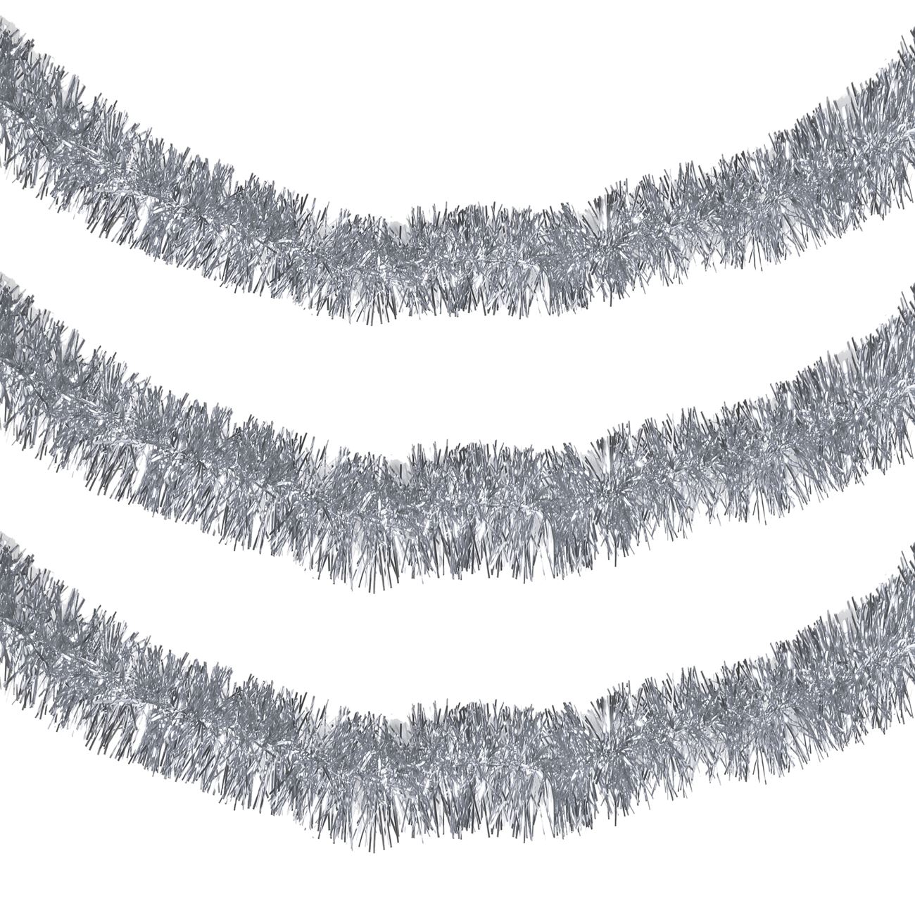 Beteala de Craciun, model sclipitor, lucios, 7 cm x 3 m, argintiu