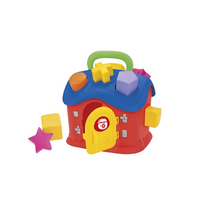 Casuta cu sortator Globo, cu 13 piese, din plastic, multicolor