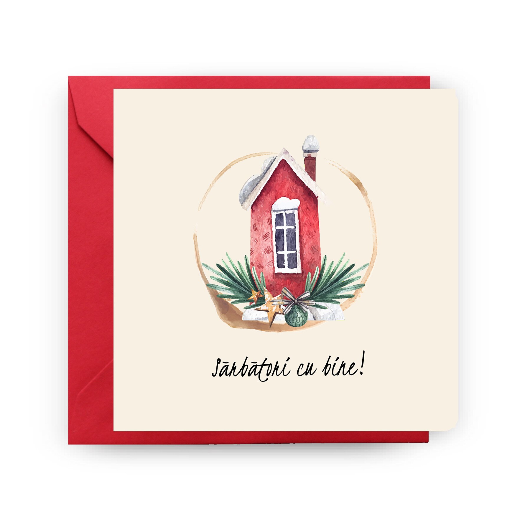 Felicitare de Craciun, Genette's ideas, Sarbatori cu bine Casa, 130x130mm
