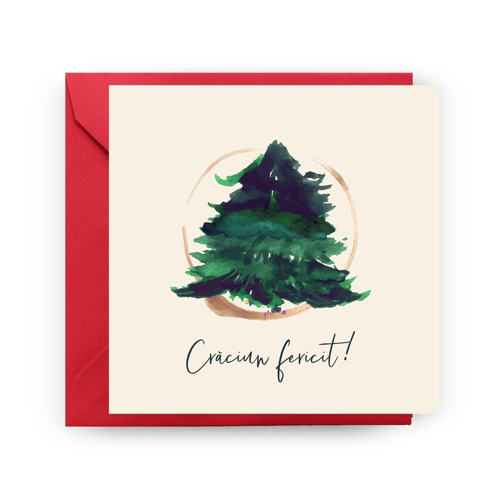 Felicitare de Craciun, Genette's ideas,Craciun fericit Brad 2, 130x130mm